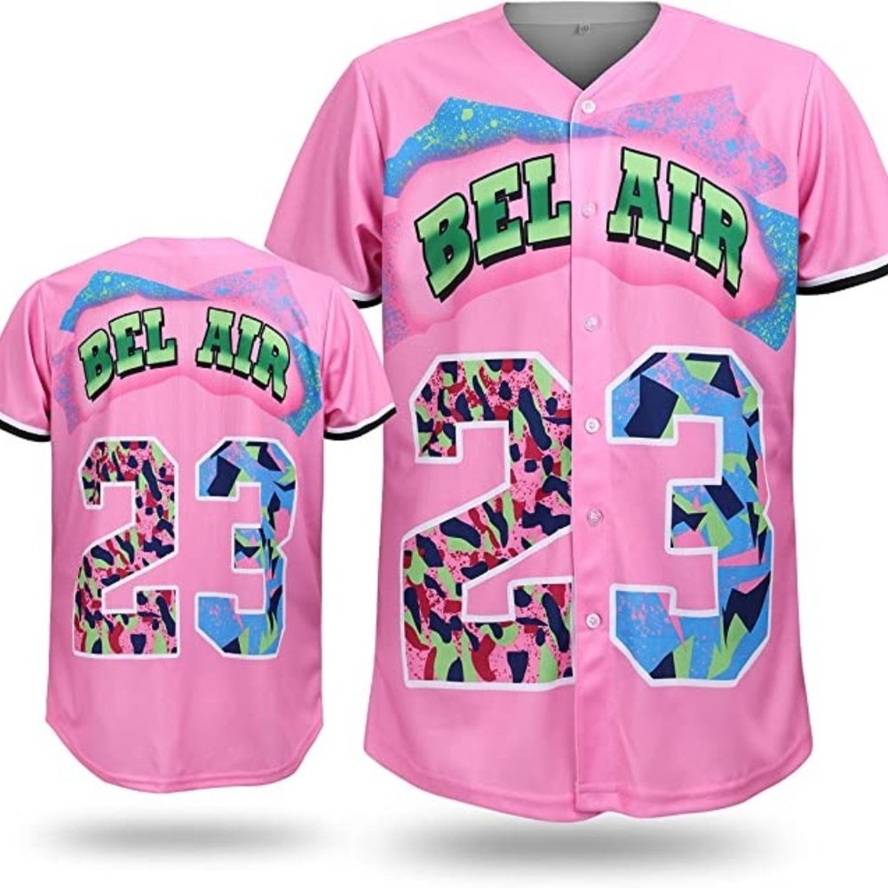 Belair Baseball Jersey Shirt for Party,Hip Hop Short Sleeves Buttom Down Shirt